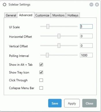 Настройки Sidebar Diagnostics